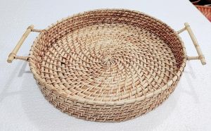 Cane Tray With Handle, Color : Natural Brown