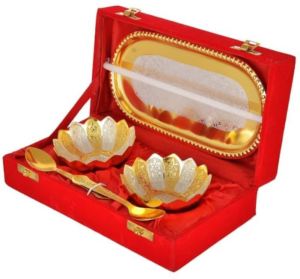 Aluminium Bowl Set, Color : Golden Silver For Gifting Purpose