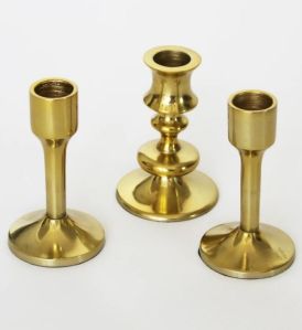 Polished Brass Candle Holders, Color : Golden, Packaging Type : Box, Mounting Type : Tabletop