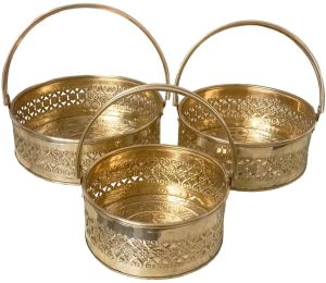 Brass Fruit Basket Set