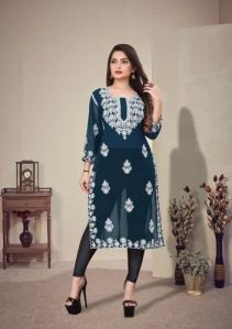 Printed Ladies Georgette Kurti Xl, Xxl