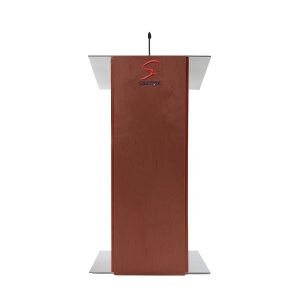 Laminated Wood Podium with Two Shelf and Gooseneck Microphone (SP-536)
