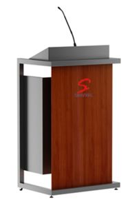 Stainless Steel &amp;amp; Wood Podium with Gooseneck Microphone and Two Shelf (SP-533)
