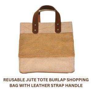 LMC Juco Tote Shopping Bags with Leather Strap