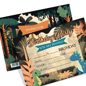 Creatie® Dinosaur in the Forest Party Theme Children’s Birthday Invitation Cards