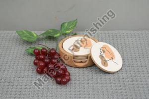 Pastel Wooden Coaster with Holder