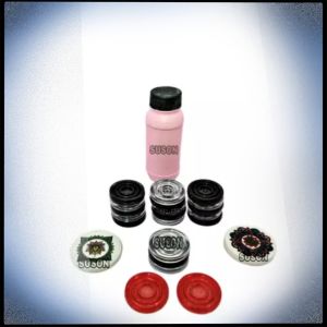 Carrom coins with 2 sticker and powder pack