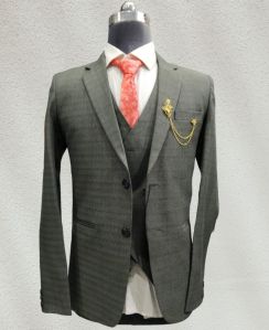 Mens Checked Three Piece Suit