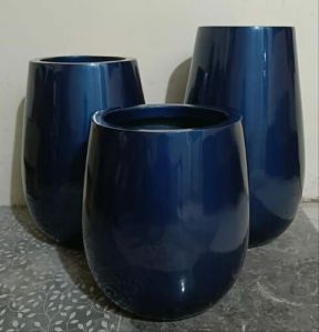 Blue Round Decorative Fiberglass Planter