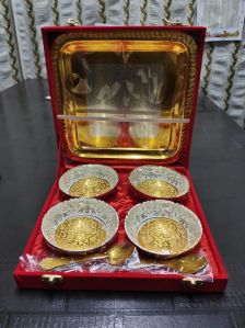 Brass Bowl Set With Tray