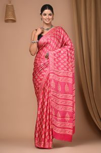 Modal Silk Saree Bagru Hand Block Printed