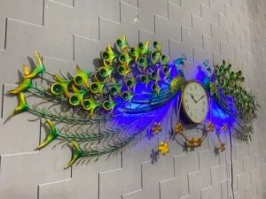 Iron Peackock Shape Wall Decorative Clock