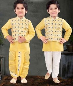 Boys Yellow Kids Ethnic Wear