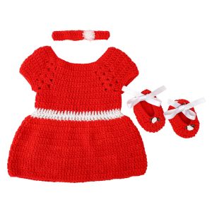 0-3 months baby hand knitted dress set