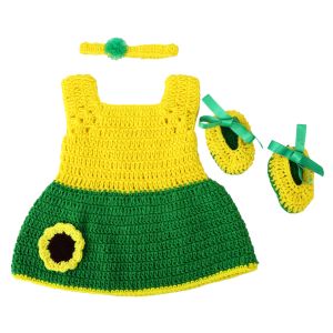 Yellow Green New Born Baby Dress Set