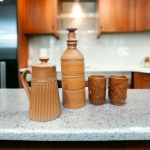 handmade terracotta water bottle glass jug