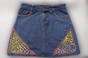 Denim kutch work handmade skirt