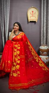 Ladies Red Handloom Saree