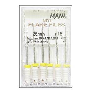 Mani Niti Flare File 25mm -(Pack of 6)Dental Root Canal Endodontic Files