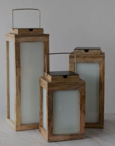 Wooden Lantern Set Of 3