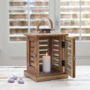 Wooden Lantern with steel top