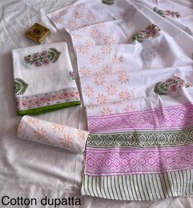 Cotton dress material bagru block printed
