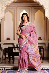 Mulmul cotton saree bagru handblock printed