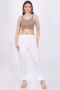 White Chikankari Straight Pants