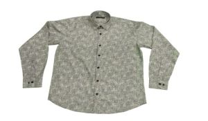Mens Light Grey Printed Satin Full Sleeve Shirt