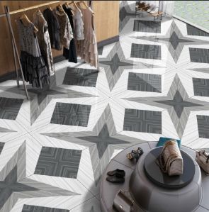 Lumber Grey Bookmatch Glossy Floor Tiles