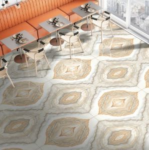 Mila Beige Bookmatch Glossy Floor Tiles