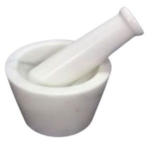 4x3 Inch White Round Marble Mortar & Pestle
