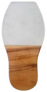 8.5x4 Inch White Marble & Wood Spoon Rest