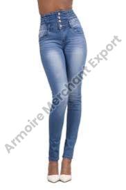 Ladies Casual Faded Jeans