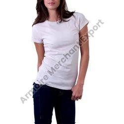 White Cotton Round Neck Plain T Shirt