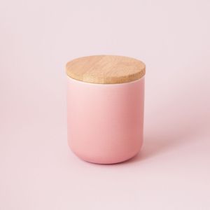 Pink ceramic jar with wooden lid (AAS-CJ-WL-007)