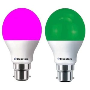 BLUESTARS 9 Watt Multicolour Combo LED Light Bulb Pink, Green 