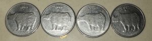 25 paisa silver sequence coin 1998,1999,2000,2001