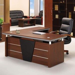 Wooden Office Table With Side Unit