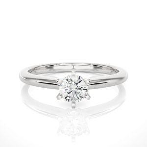 GIA CERTIFIED ROUND NATURAL DIAMOND SOLITAIRE RING WHITE GOLD