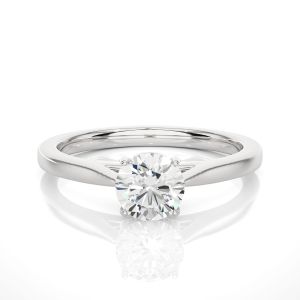 Round Cut Diamond Silver Ring
