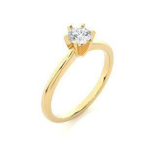 round-cut solitaire engagement yellow gold diamond ring