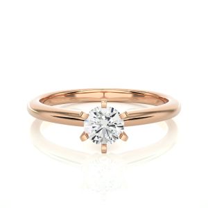 Solitaire Natural Round Cut Diamond Engagement Ring Rose Gold