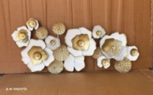 Golden and white flower wall hanging decor metal (bargaining available on your orders)