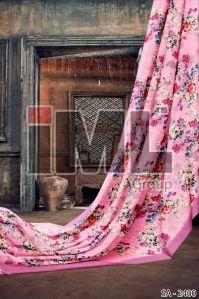 Unstitched Polyester Printed Flower Sarees Festival Wear 46' 6.5 M