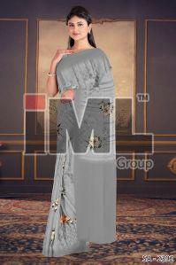 Ladies Grey Printed Saree