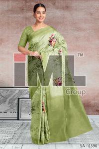 Ladies Light Green Printed Saree, Saree Length : 6.5 Meter