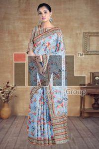 Party Wear Geometric Printed Saree, Feature : Anti Shrink, Anti Wrinkle, Attractive Designs, Comfortable