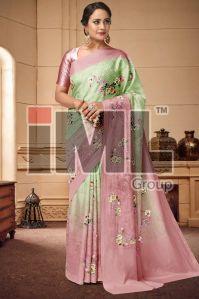 Pure Linen Floral Printed Saree