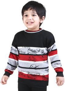 Best offer Boys' regular-shaped woollen multicolor striped sweater with full_Print_201